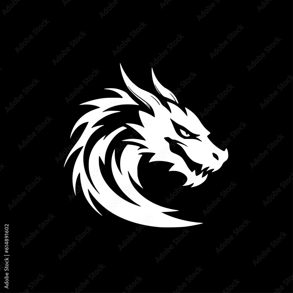Dragon | Black and White Vector illustration Dragon | Black and White Vector illustration