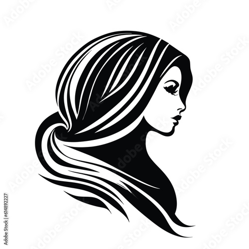 Woman hijab logo with unique concept and business card design Premium Vector, Muslim fashion hijab logo design, beautiful headscarf for Muslim women