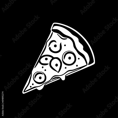 Pizza - Black and White Isolated Icon - Vector illustration