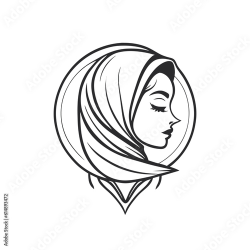 Woman hijab logo with unique concept and business card design Premium Vector, Muslim fashion hijab logo design, beautiful headscarf for Muslim women