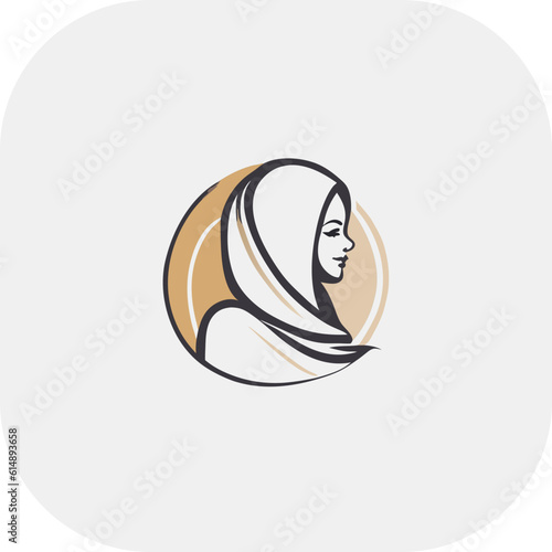 Woman hijab logo with unique concept and business card design Premium Vector, Muslim fashion hijab logo design, beautiful headscarf for Muslim women