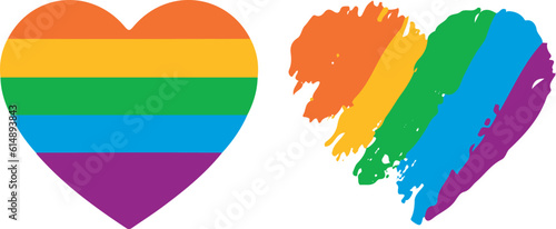 set of rainbow flat icon colorful hearts of gay marriage, LQBT