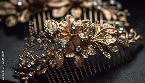 Ornate gold brooch, a souvenir of old fashioned elegance and glamour generated by AI