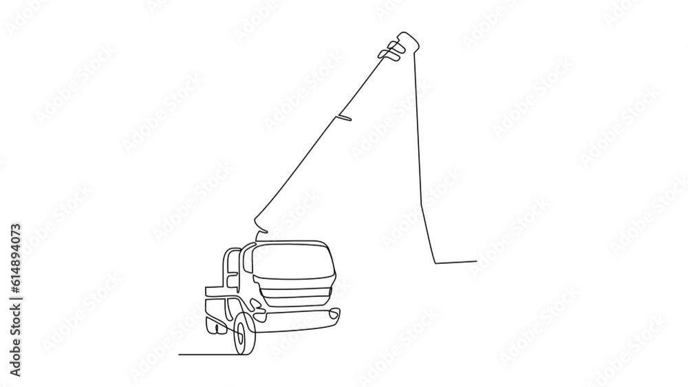 Animated self drawing of single continuous line draw for mobile crane in the site project. Heavy transportation in simple linear style. Industrial design concept animation. full length animation Animated self drawing of single continuous line draw for mobile crane in the site project. Heavy transportation in simple linear style. Industrial design concept animation. full length animation