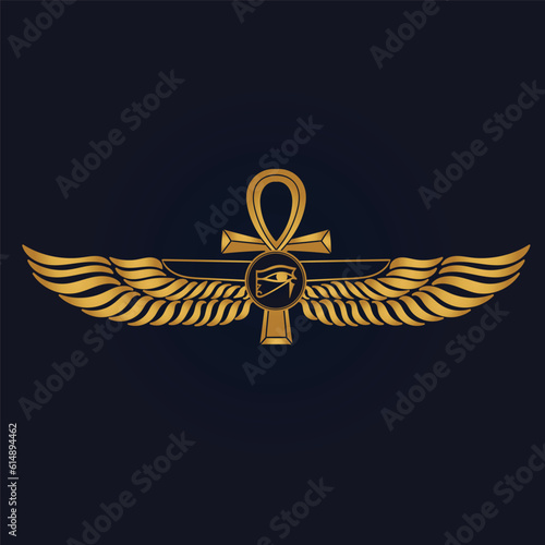  Egyptian Scarab bug with wings And ankh symbol