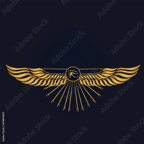  Egyptian Scarab bug with wings And ankh symbol