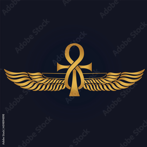  Egyptian Scarab bug with wings And ankh symbol
