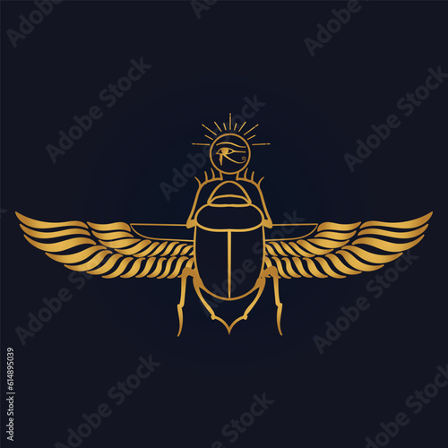  Egyptian Scarab bug with wings And ankh symbol