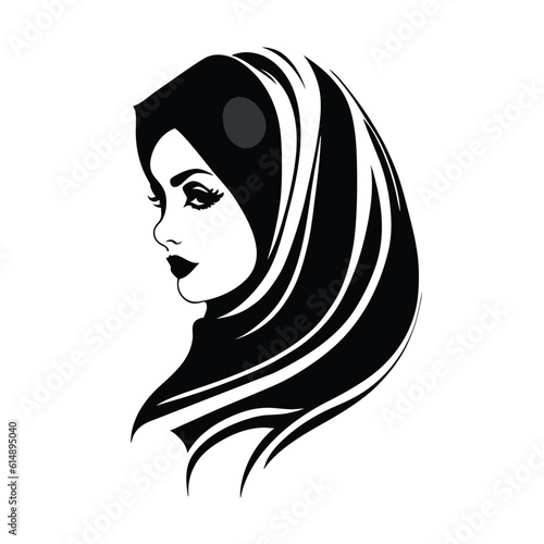 Woman hijab logo with unique concept and business card design Premium Vector, Muslim fashion hijab logo design, beautiful headscarf for Muslim women