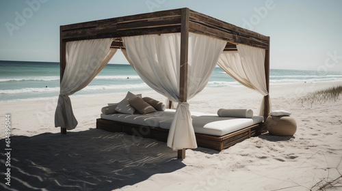 A shaded beach cabana providing protection from the sun