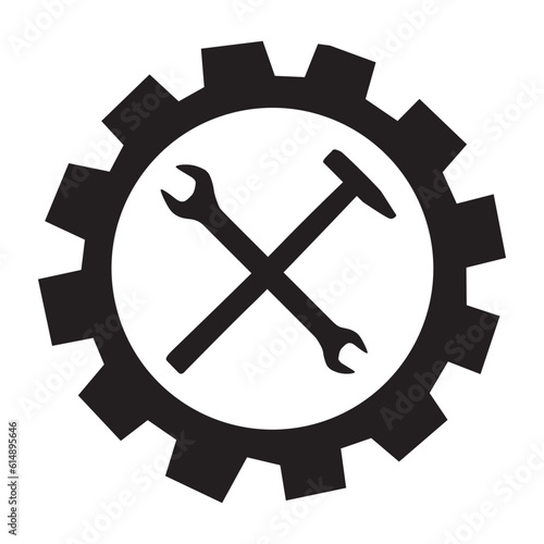 wrench and hammer tool,  cogwheel 