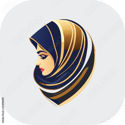 Woman hijab logo with unique concept and business card design Premium Vector, Muslim fashion hijab logo design, beautiful headscarf for Muslim women