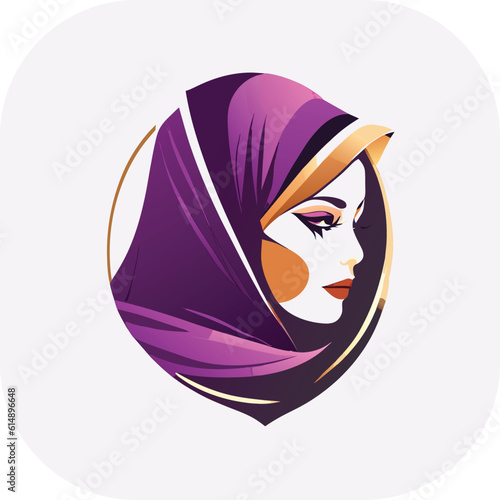 Woman hijab logo with unique concept and business card design Premium Vector, Muslim fashion hijab logo design, beautiful headscarf for Muslim women