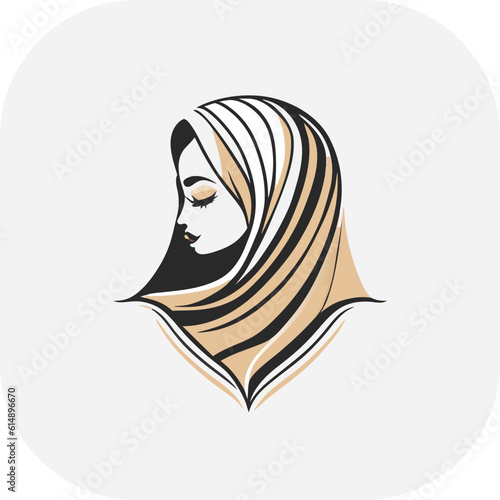 Woman hijab logo with unique concept and business card design Premium Vector, Muslim fashion hijab logo design, beautiful headscarf for Muslim women