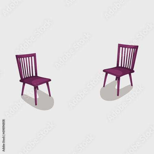 Classic wooden chair vector illustration on grey background