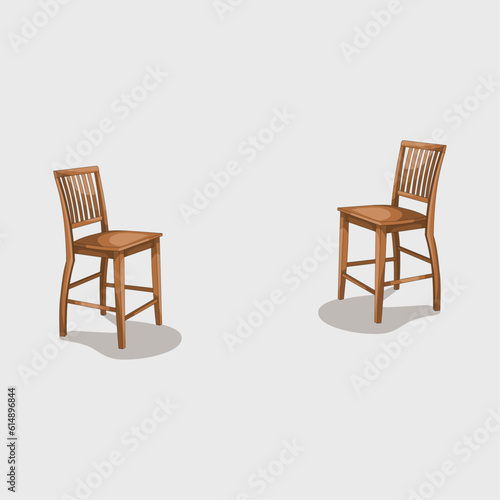 Classic wooden chair vector illustration on grey background