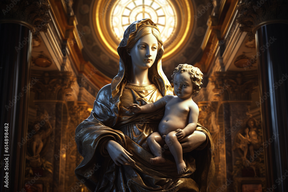 Virgen del Carmen, Blessed Virgin Mary. Faith, Bible, theology, Mother of God, Christianity, carmel. Mother of Jesus Christ, One of the central figures of European and world culture. Generative AI