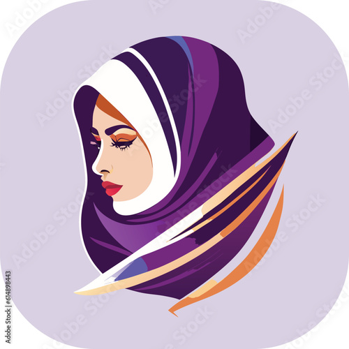 Woman hijab logo with unique concept and business card design Premium Vector, Muslim fashion hijab logo design, beautiful headscarf for Muslim women