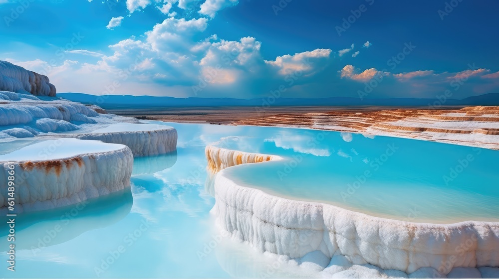 thermal springs located on terraces of white limestone