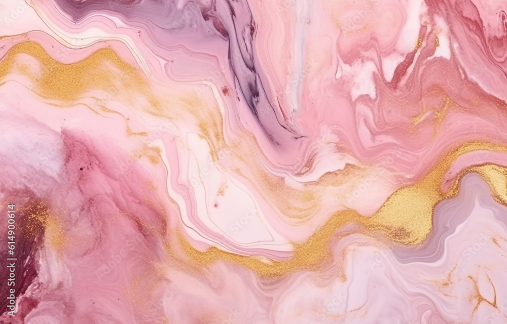 Pink and gold marble background made with AI generative technology