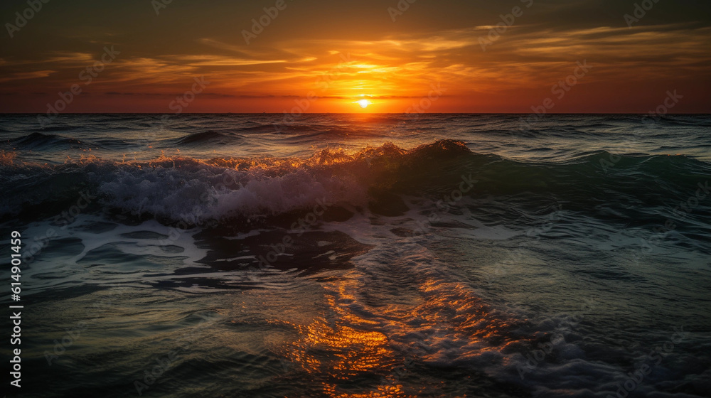 Breathtaking sunset over the ocean, with vibrant colors on the horizon