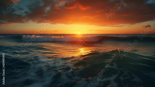 Breathtaking sunset over the ocean  with vibrant colors on the horizon
