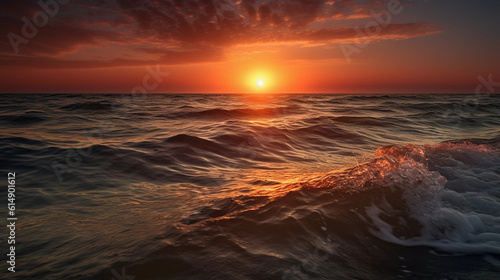 Breathtaking sunset over the ocean  with vibrant colors on the horizon