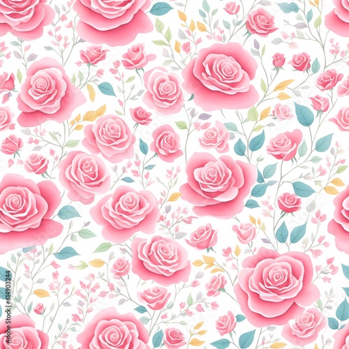 Elegant pattern of rose flowers isolated in a solid background great for textile print  background  handmade card design  invitations  wallpaper  packaging  interior or fashion designs. Generative AI.