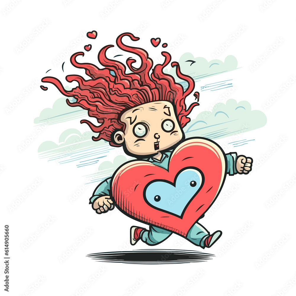 Obraz premium Blown Away with Laughter: A Funny Cartoon Heart Made of Wind