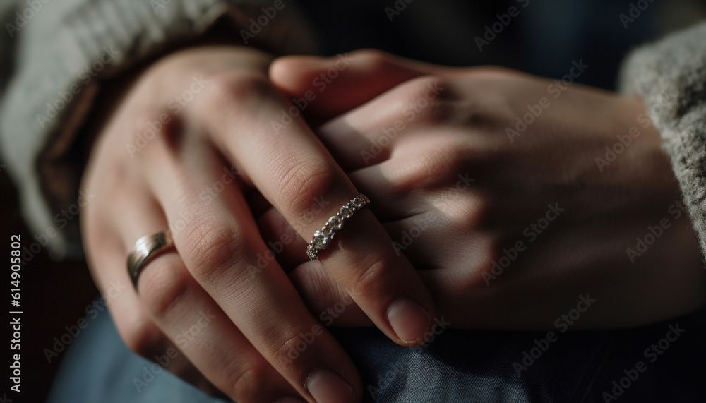 Fototapeta premium A platinum bond two people, one love, one precious gem generated by AI