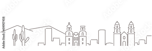 Tucson Dark Line Simple Minimalist Skyline With White Background