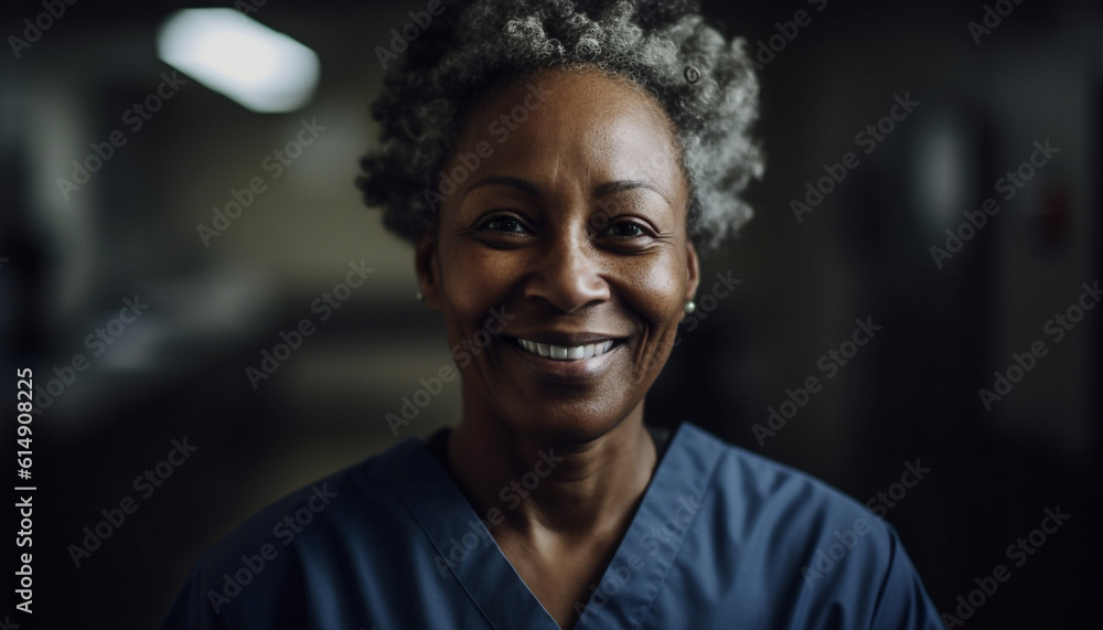 A confident African American woman smiling at the camera with expertise generated by AI