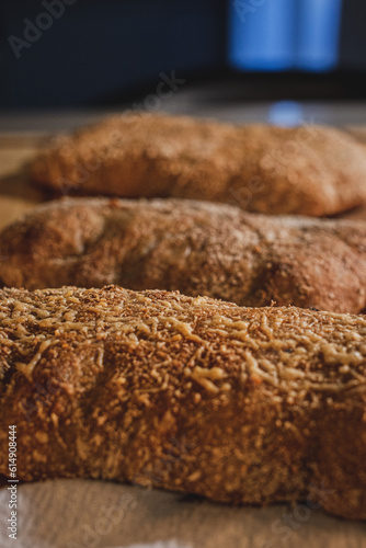Pão ciabatta de fermentação natural feito em casa