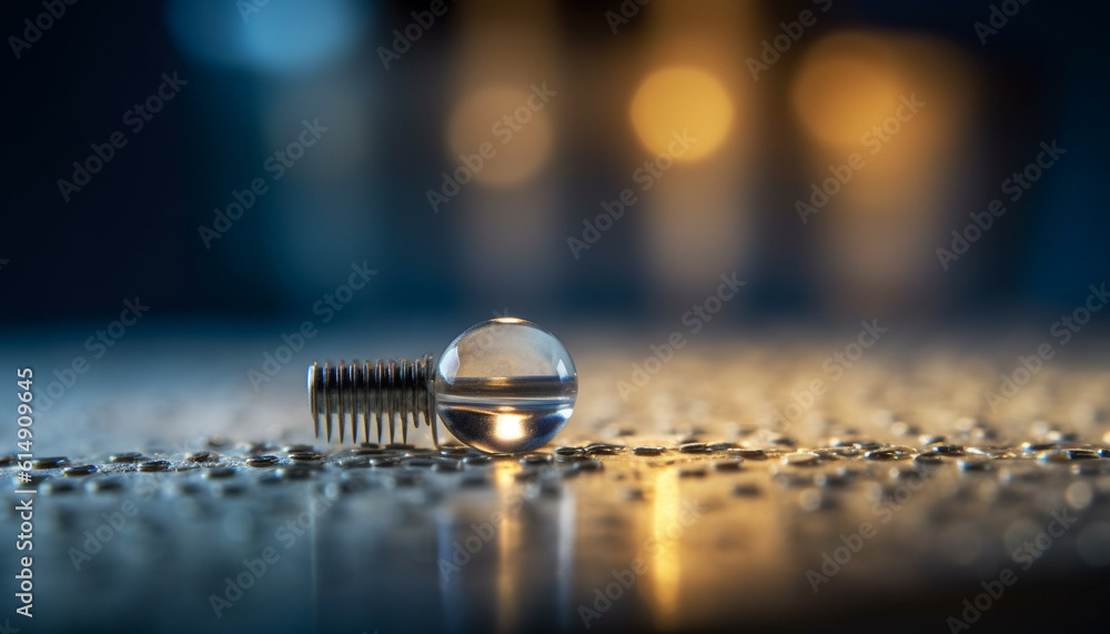 A bright, glowing sphere of liquid gold on a table generated by AI A bright, glowing sphere of liquid gold on a table generated by AI
