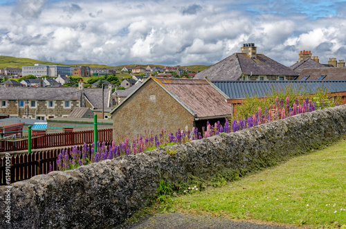 Obraz na plátně Lerwick Town street scene - Shetland Islands, Scotland