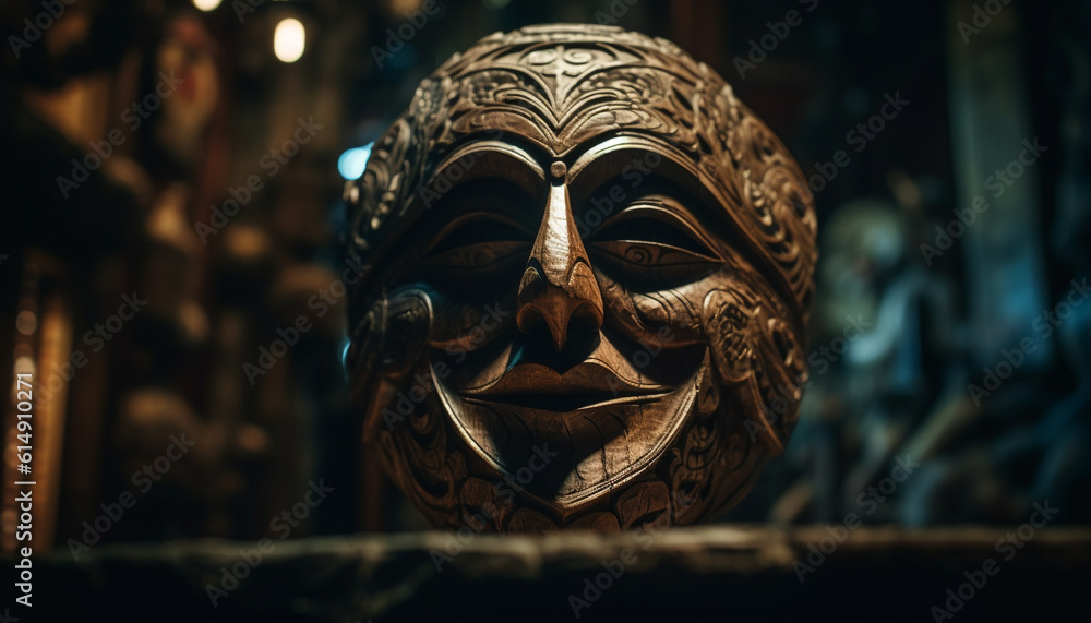 The ancient sculpture of a smiling Buddha, a spiritual souvenir generated by AI The ancient sculpture of a smiling Buddha, a spiritual souvenir generated by AI