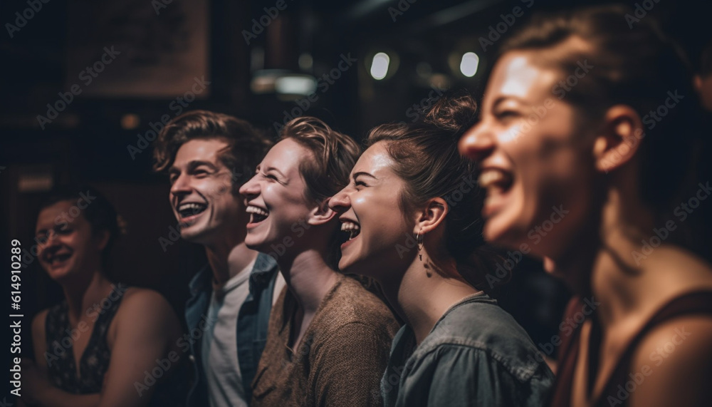 A group of carefree young adults enjoy nightlife and togetherness generated by AI A group of carefree young adults enjoy nightlife and togetherness generated by AI