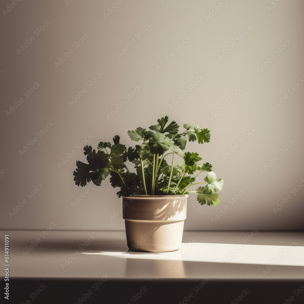 Parsley in a pot, minimalistic style. Parsley in a pot, minimalistic style.