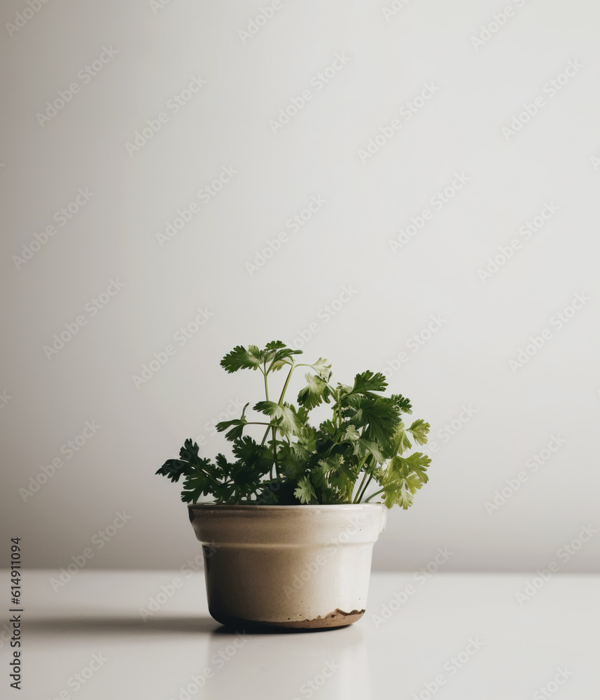 Parsley in a pot, minimalistic style. Parsley in a pot, minimalistic style.