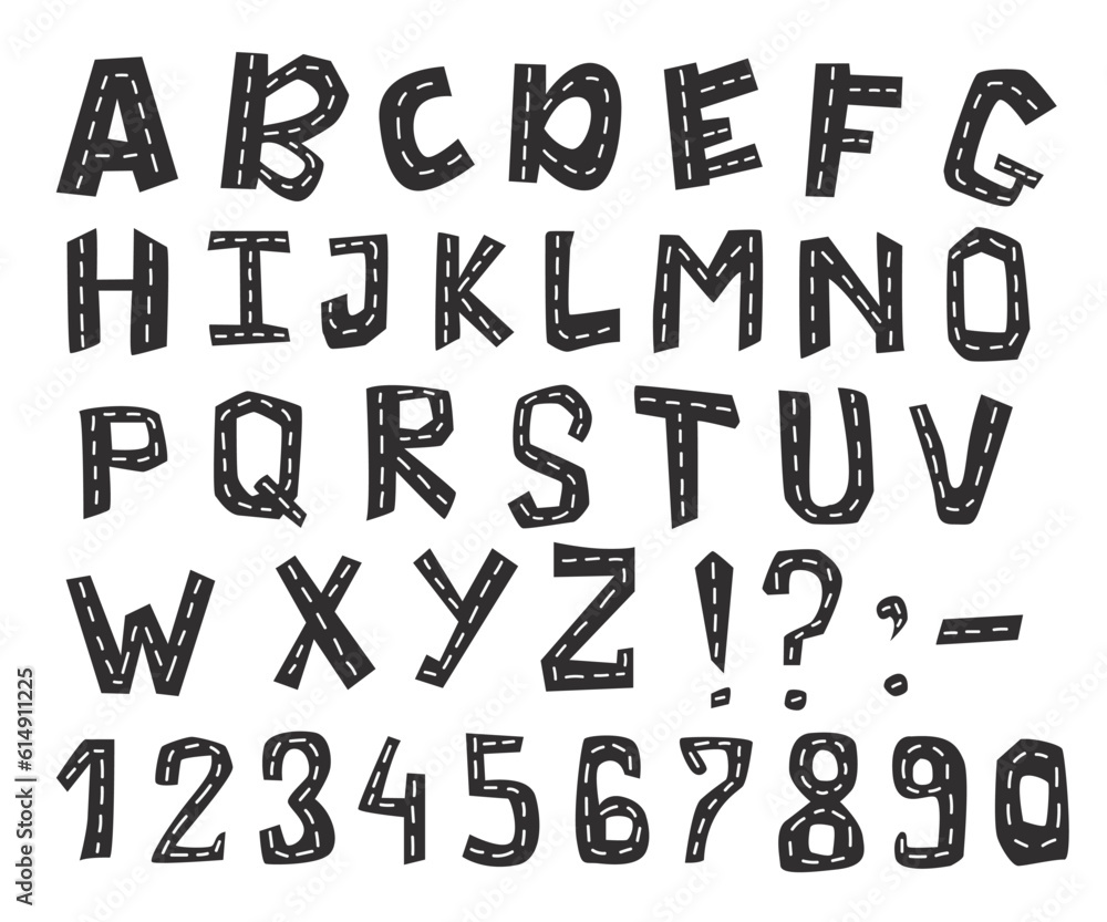 Track road alphabet and numbers Track road alphabet and numbers