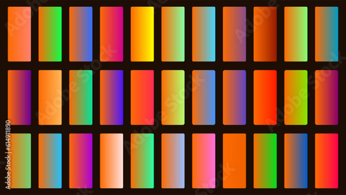 Colorful Tiger Color Shade Linear Gradient Palette Swatches Web Kit Rounded Rectangles Template Set