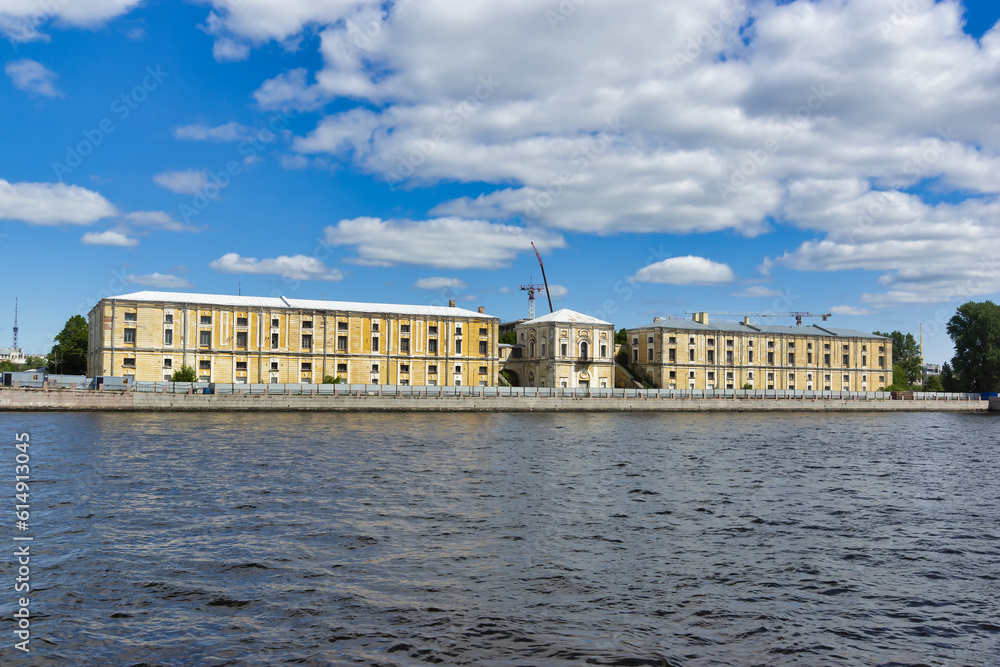 View of the city architecture from the Neva River, Saint Petersburg