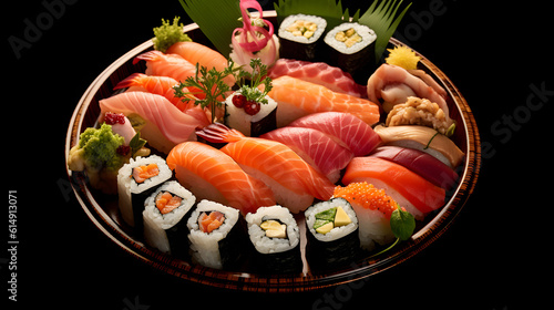 Prato com diversas peças de sushi