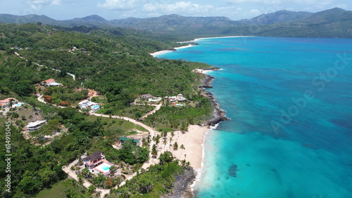 Playa Colorada, beach in Dominican Republic. Aerial drone photo.