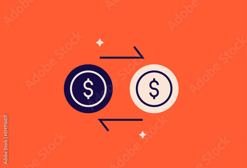 currency exchange illustration in flat style design. Vector illustration. 