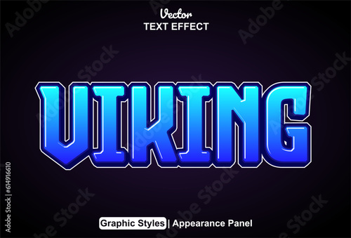 viking text effect with blue color graphic style and editable.