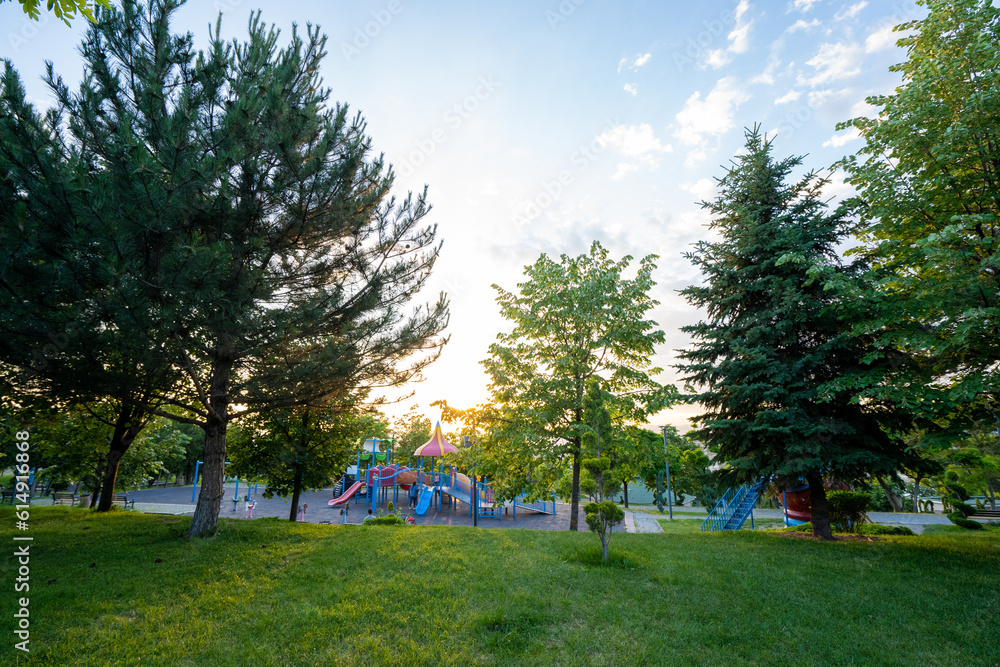 Sunset view in Ankara 50th Year Park (50.Yil Parki). Sunset view in Ankara 50th Year Park (50.Yil Parki).