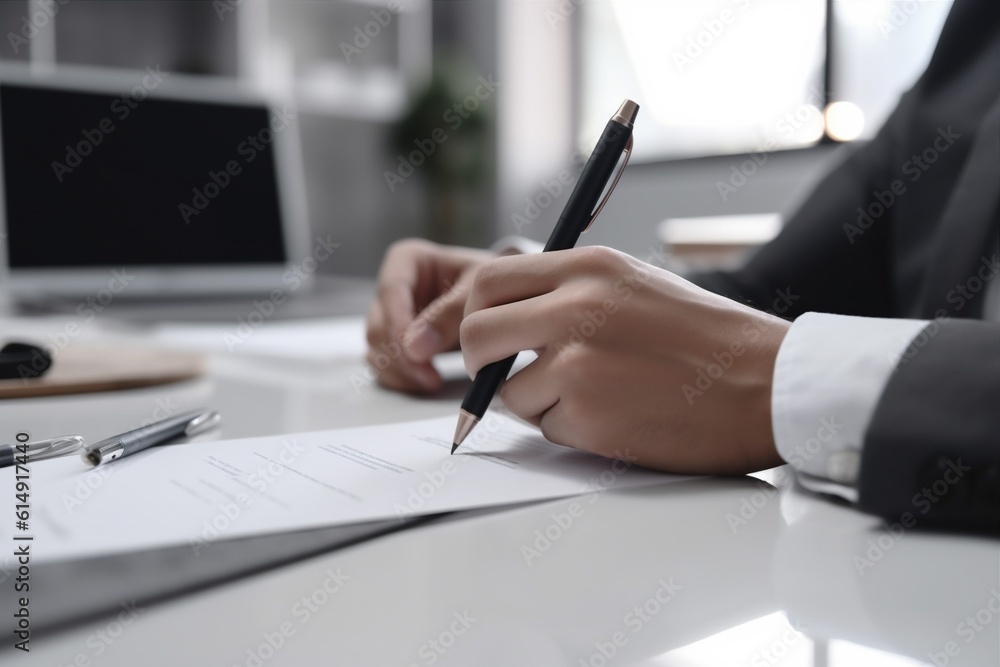 man contract business signature group paperwork document lawyer office businessman hand. Generative AI. man contract business signature group paperwork document lawyer office businessman hand. Generative AI.