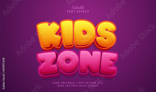 Kids Zone Text Effect Style. Editable text Effect Style Comic Bold 3D.