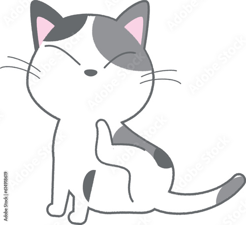 まったりする白黒猫のベクターイラスト